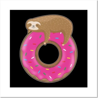 Cute baby sloth sleeping on a donut Posters and Art